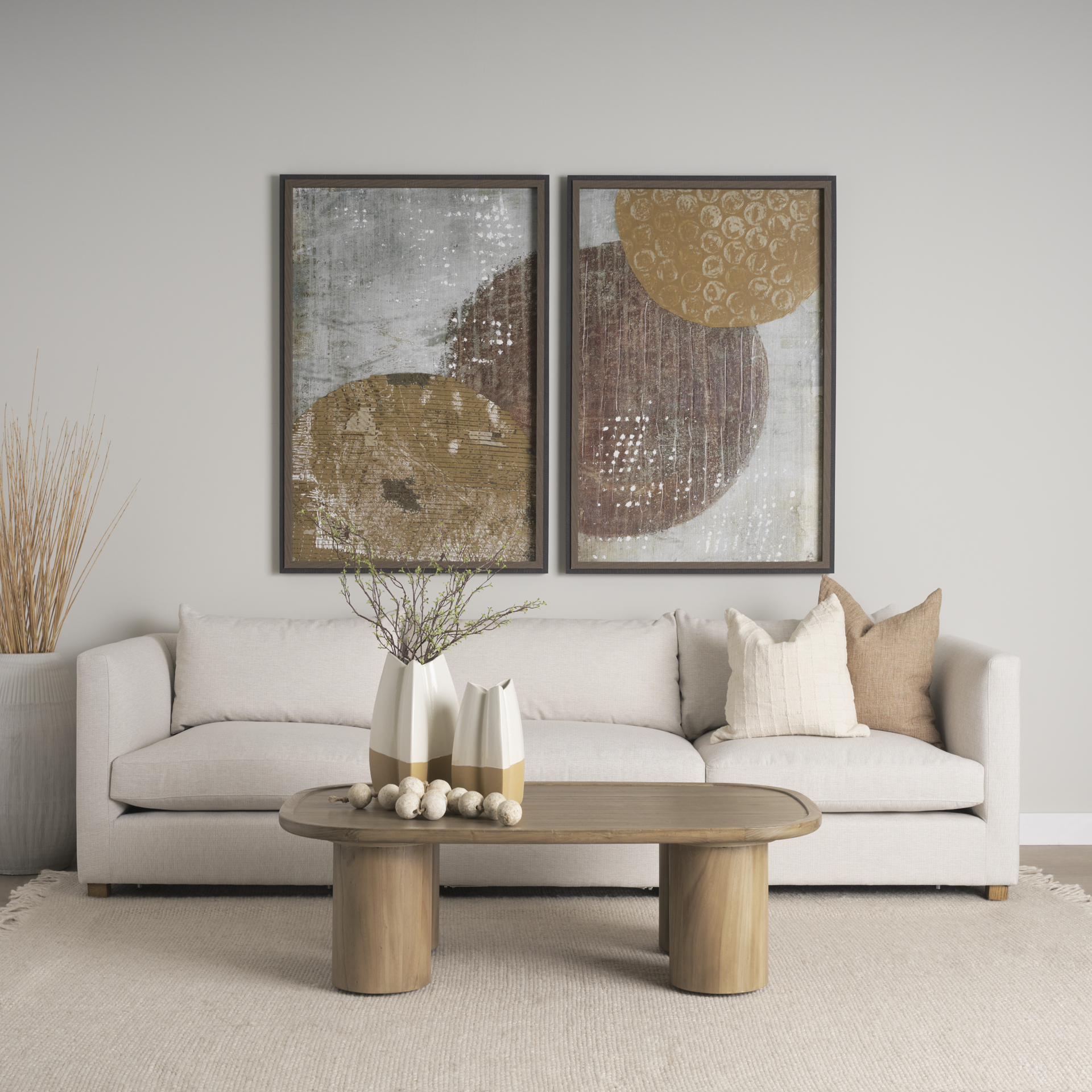 Vania Large Off White w/ Tan Textured Ceramic Vase 4 Vania Large Off White w/ Tan Textured Ceramic Vase - Image 4