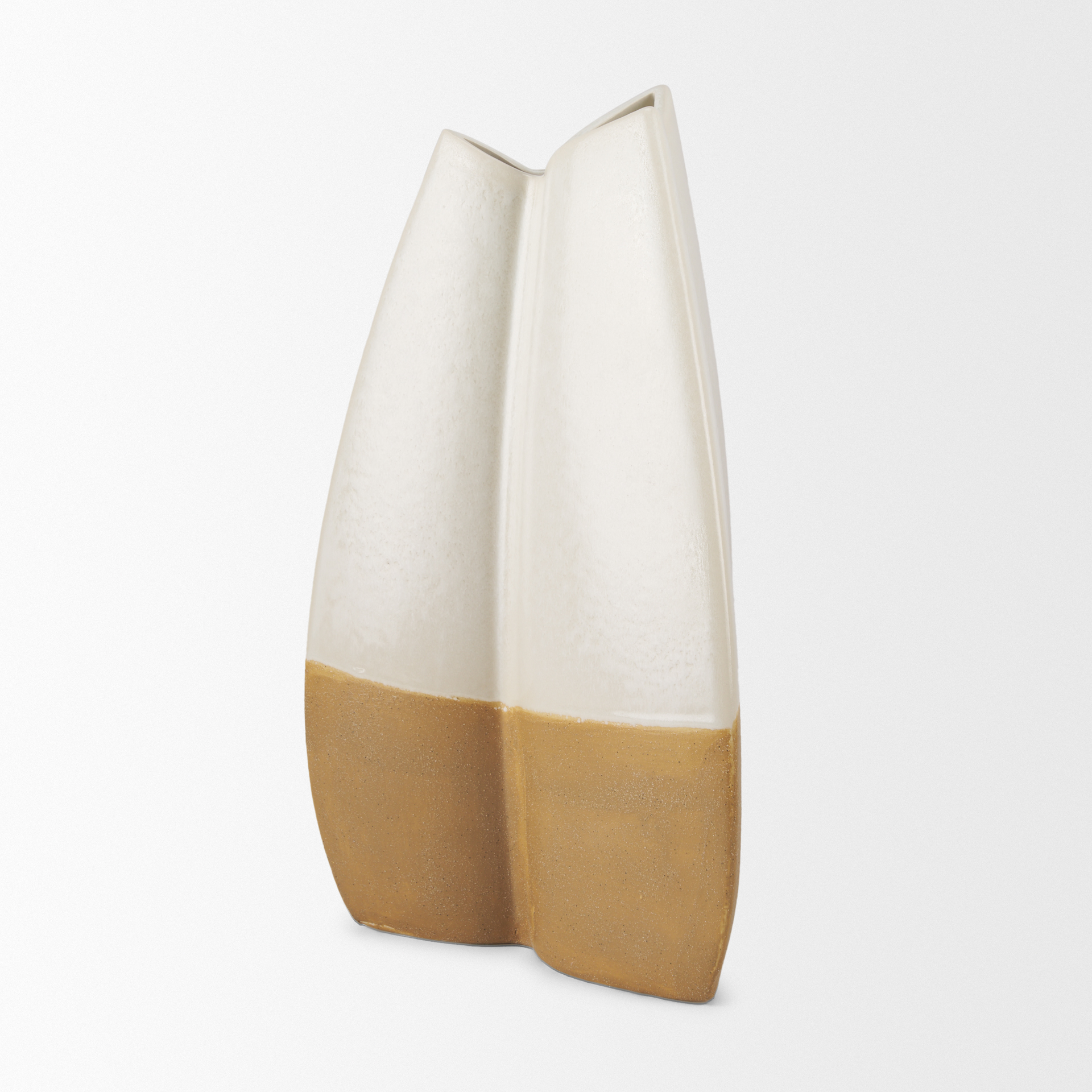 Vania Large Off White w/ Tan Textured Ceramic Vase 6 Vania Large Off White w/ Tan Textured Ceramic Vase - Image 6