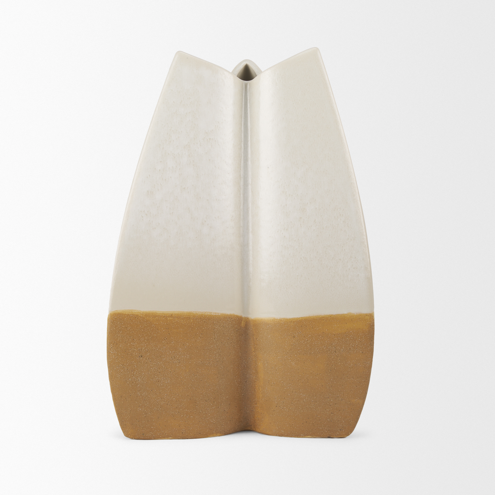Vania Large Off White w/ Tan Textured Ceramic Vase 7 Vania Large Off White w/ Tan Textured Ceramic Vase - Image 7