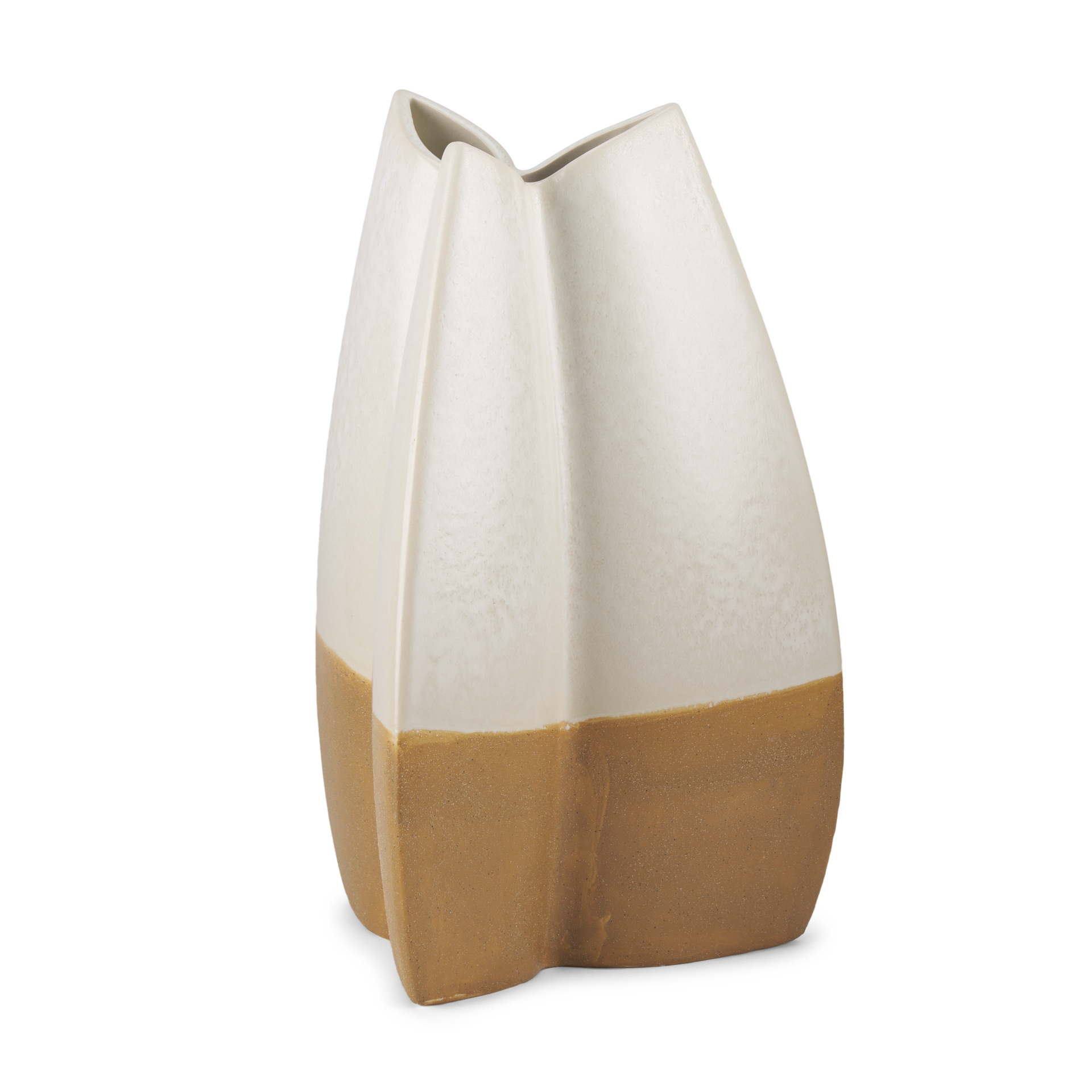 Vania Large Off White w/ Tan Textured Ceramic Vase