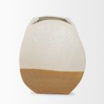 Vania Short Off White w/ Tan Textured Ceramic Vase