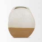 Vania Short Off White w/ Tan Textured Ceramic Vase