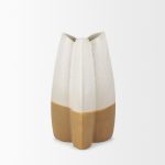 Vania Small Off White w/ Tan Textured Ceramic Vase