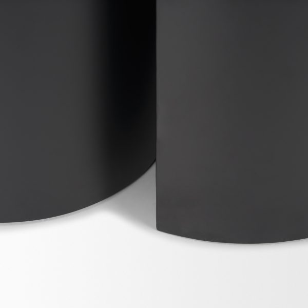 Varden Matte Black Metal w Dark Brown Wood Top Nesting Accent Tables 9
