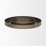 Varun Round Antiqued Brass Metal Tray (Set of 2)