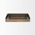 Varun Square Antiqued Brass Metal Tray (Set of 2)