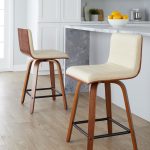 Vasari 24 Mid-Century Modern Walnut Cream Swivel Stools (Set of 2) 12 Vasari 24 Mid-Century Modern Walnut Cream Swivel Stools (Set of 2)