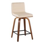 Vasari 24 Mid-Century Modern Walnut Cream Swivel Stools (Set of 2) 17 Vasari 24 Mid-Century Modern Walnut Cream Swivel Stools (Set of 2)