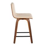 Vasari 24 Mid-Century Modern Walnut Cream Swivel Stools (Set of 2) 18 Vasari 24 Mid-Century Modern Walnut Cream Swivel Stools (Set of 2)