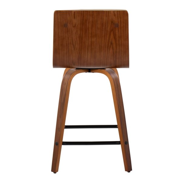 Vasari 24 Mid Century Modern Walnut Cream Swivel Stools Set of 2 8