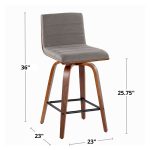 Vasari 26 Mid-Century Modern Walnut Cream Swivel Stools (Set of 2)