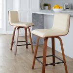 Vasari 26 Mid-Century Modern Walnut Cream Swivel Stools (Set of 2)