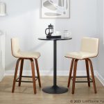 Vasari 26 Mid-Century Modern Walnut Cream Swivel Stools (Set of 2)