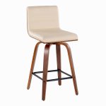 Vasari 26 Mid-Century Modern Walnut Cream Swivel Stools (Set of 2)