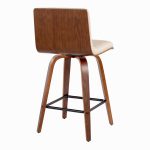 Vasari 26 Mid-Century Modern Walnut Cream Swivel Stools (Set of 2)