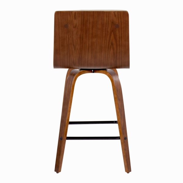 Vasari 26 Mid Century Modern Walnut Cream Swivel Stools Set of 2 8