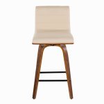 Vasari 26 Mid-Century Modern Walnut Cream Swivel Stools (Set of 2)