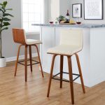 Vasari 30 Mid-Century Modern Walnut Cream Swivel Barstools (Set of 2)