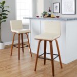 Vasari 30 Mid-Century Modern Walnut Cream Swivel Barstools (Set of 2)
