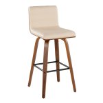 Vasari 30 Mid-Century Modern Walnut Cream Swivel Barstools (Set of 2)
