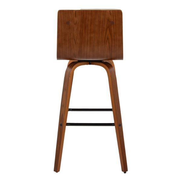 Vasari 30 Mid Century Modern Walnut Cream Swivel Barstools Set of 2 8