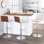 Vasari Mid-Century Modern Swivel Barstool Chrome Walnut Cream (Set of 2)