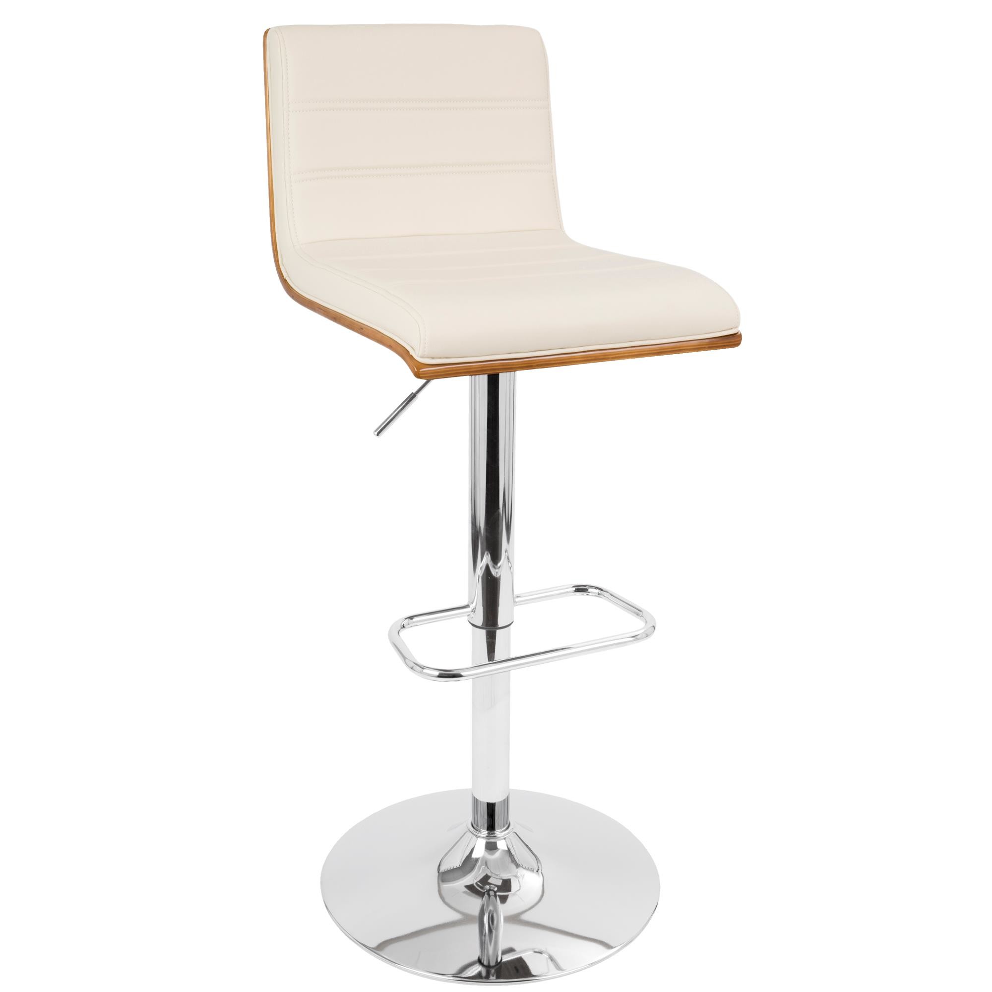 Vasari Mid-Century Modern Swivel Barstool Chrome Walnut Cream (Set of 2) 5 Vasari Mid-Century Modern Swivel Barstool Chrome Walnut Cream (Set of 2) - Image 5