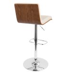 Vasari Mid-Century Modern Swivel Barstool Chrome Walnut Cream (Set of 2)
