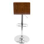 Vasari Mid-Century Modern Swivel Barstool Chrome Walnut Cream (Set of 2)