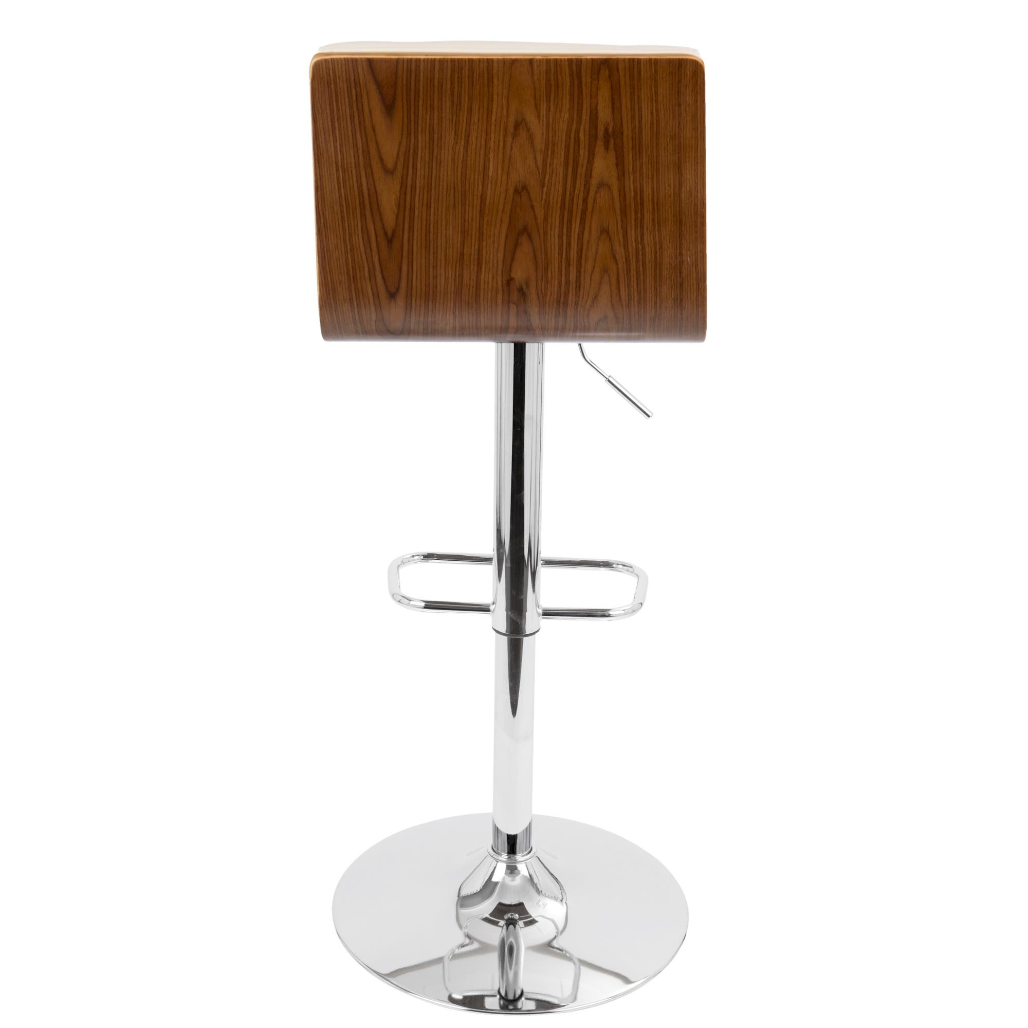 Vasari Mid-Century Modern Swivel Barstool Chrome Walnut Cream (Set of 2) 8 Vasari Mid-Century Modern Swivel Barstool Chrome Walnut Cream (Set of 2) - Image 8