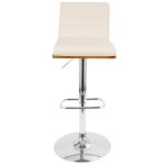 Vasari Mid-Century Modern Swivel Barstool Chrome Walnut Cream (Set of 2)