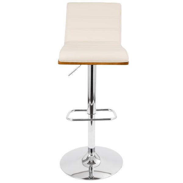 Vasari Mid Century Modern Swivel Barstool Chrome Walnut Cream Set of 2 8