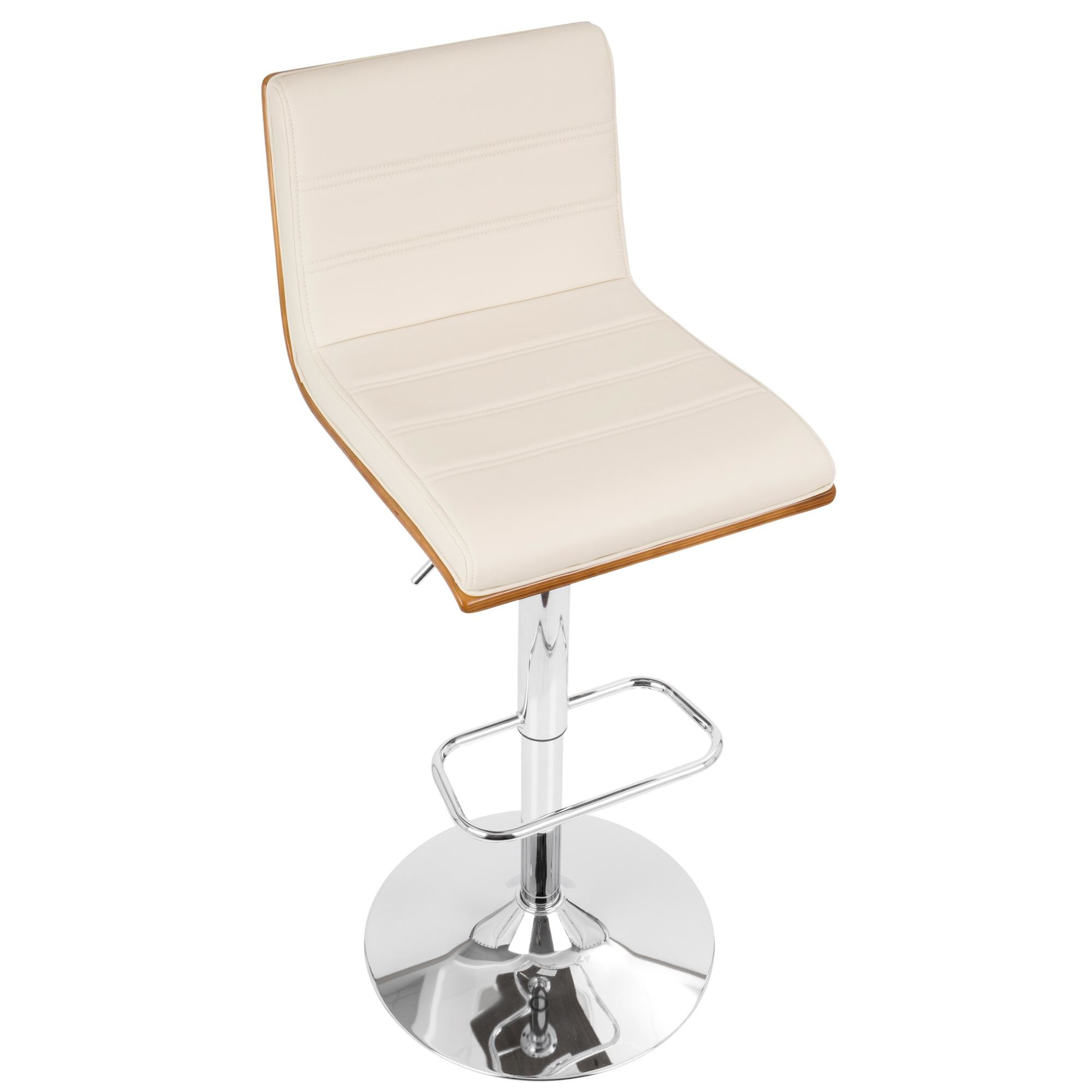 Vasari Mid-Century Modern Swivel Barstool Chrome Walnut Cream (Set of 2) 10 Vasari Mid-Century Modern Swivel Barstool Chrome Walnut Cream (Set of 2) - Image 10