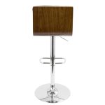 Vasari Walnut and Black Faux Leather Mid-Century Modern Barstool