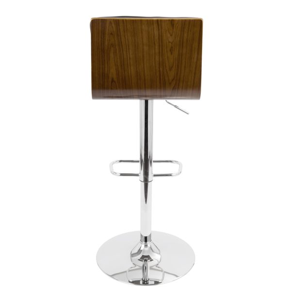 Vasari Walnut and Black Faux Leather Mid Century Modern Barstool 6