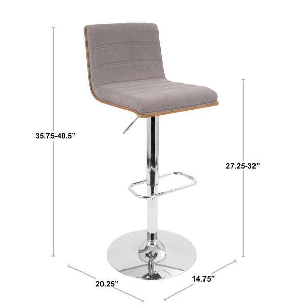 Vasari Walnut and Black Faux Leather Mid Century Modern Barstool 9