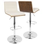 Vasari Walnut and Cream Swivel Adjustable Mid-Century Modern Barstool 15 Vasari Walnut and Cream Swivel Adjustable Mid-Century Modern Barstool