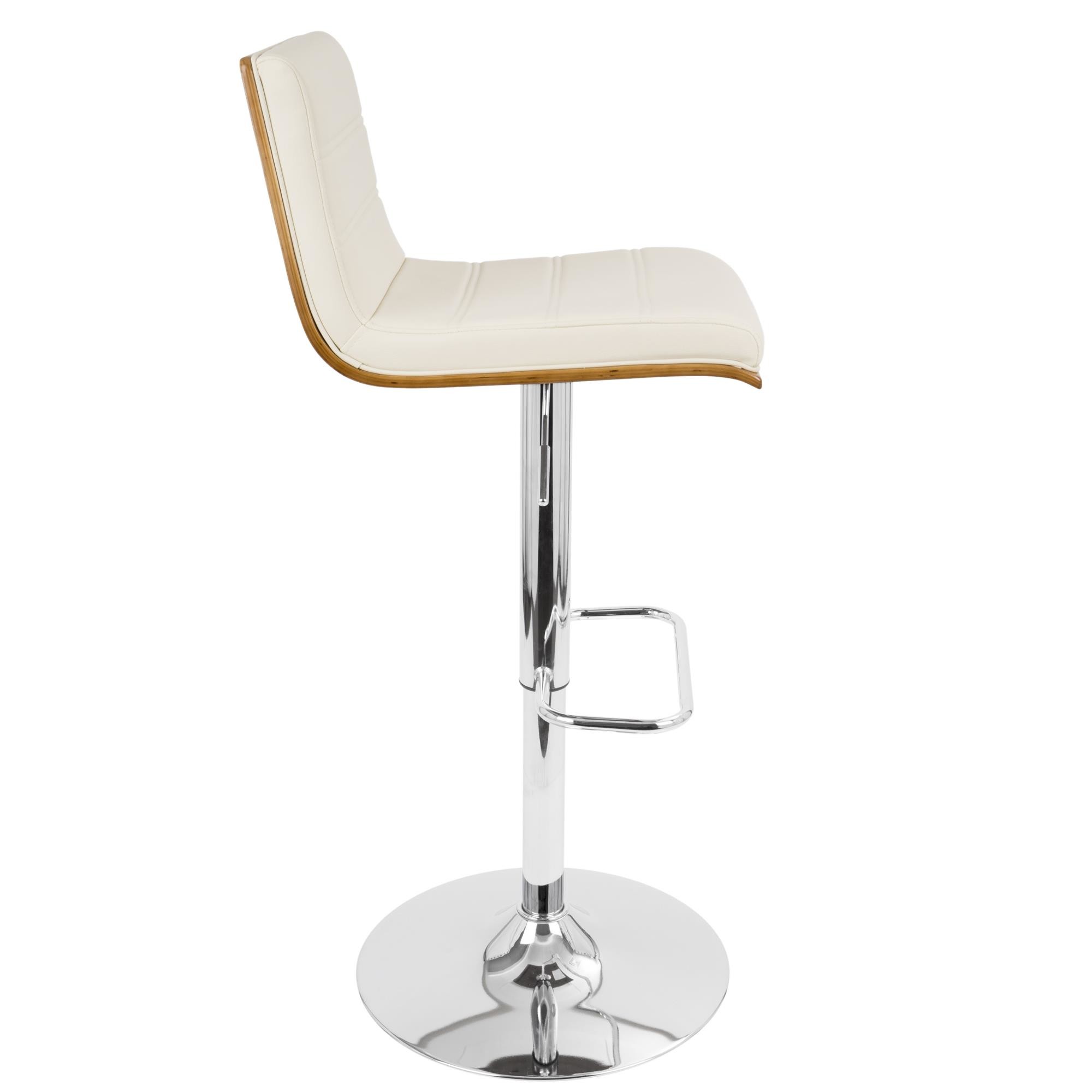 Vasari Walnut and Cream Swivel Adjustable Mid-Century Modern Barstool 5 Vasari Walnut and Cream Swivel Adjustable Mid-Century Modern Barstool - Image 5