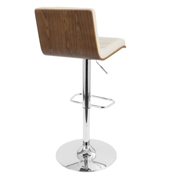 Vasari Walnut and Cream Swivel Adjustable Mid Century Modern Barstool 5