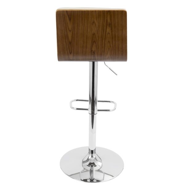 Vasari Walnut and Cream Swivel Adjustable Mid Century Modern Barstool 6