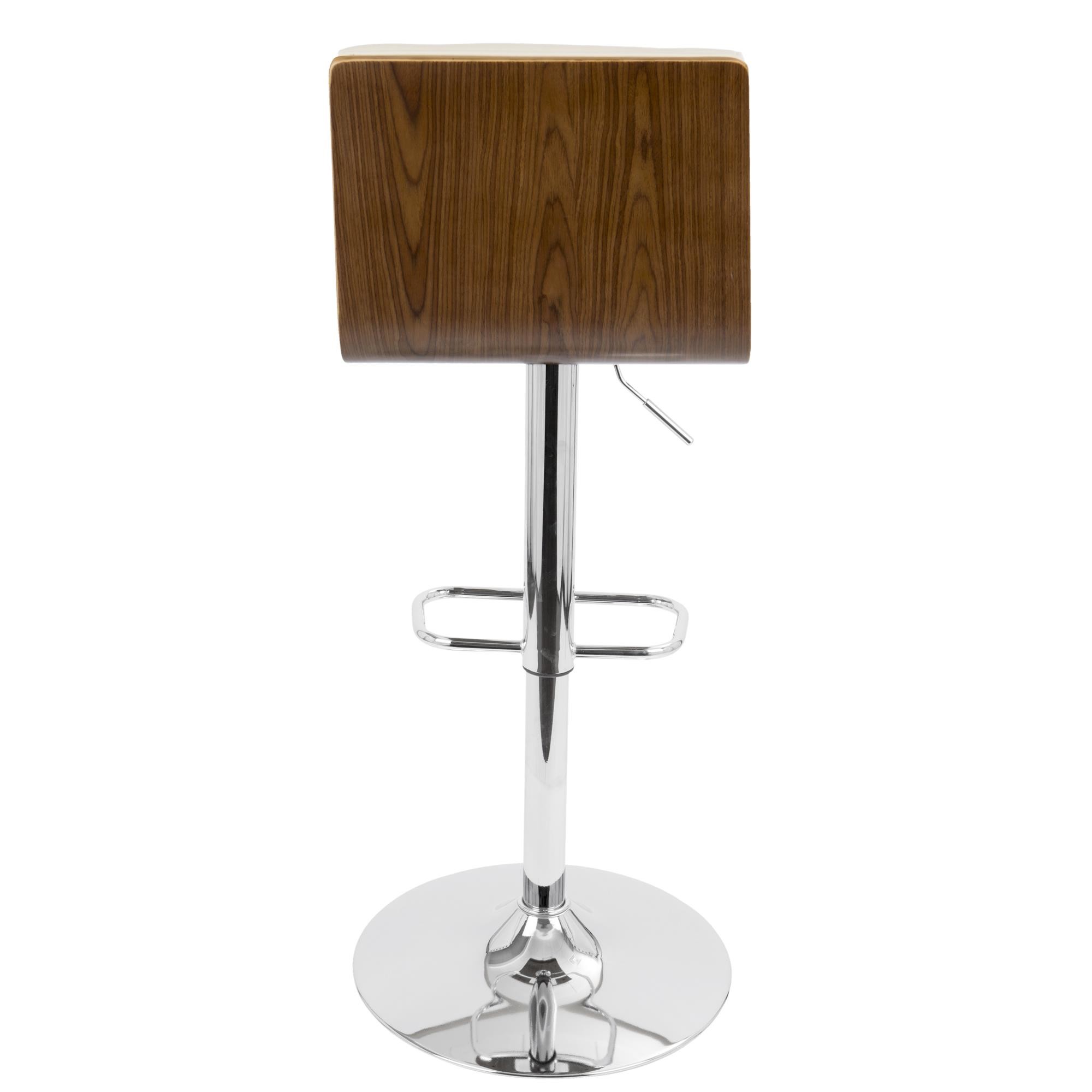 Vasari Walnut and Cream Swivel Adjustable Mid-Century Modern Barstool 7 Vasari Walnut and Cream Swivel Adjustable Mid-Century Modern Barstool - Image 7