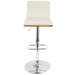 Vasari Walnut and Cream Swivel Adjustable Mid-Century Modern Barstool 19 Vasari Walnut and Cream Swivel Adjustable Mid-Century Modern Barstool
