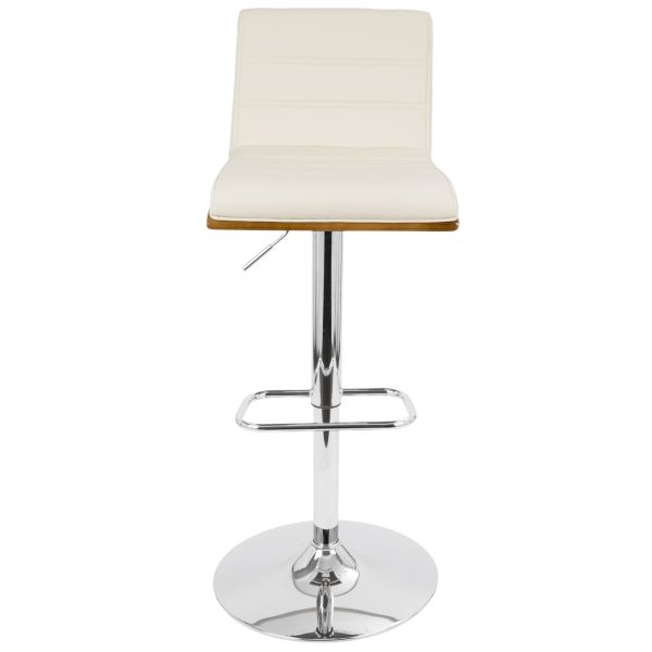 Vasari Walnut and Cream Swivel Adjustable Mid Century Modern Barstool 7