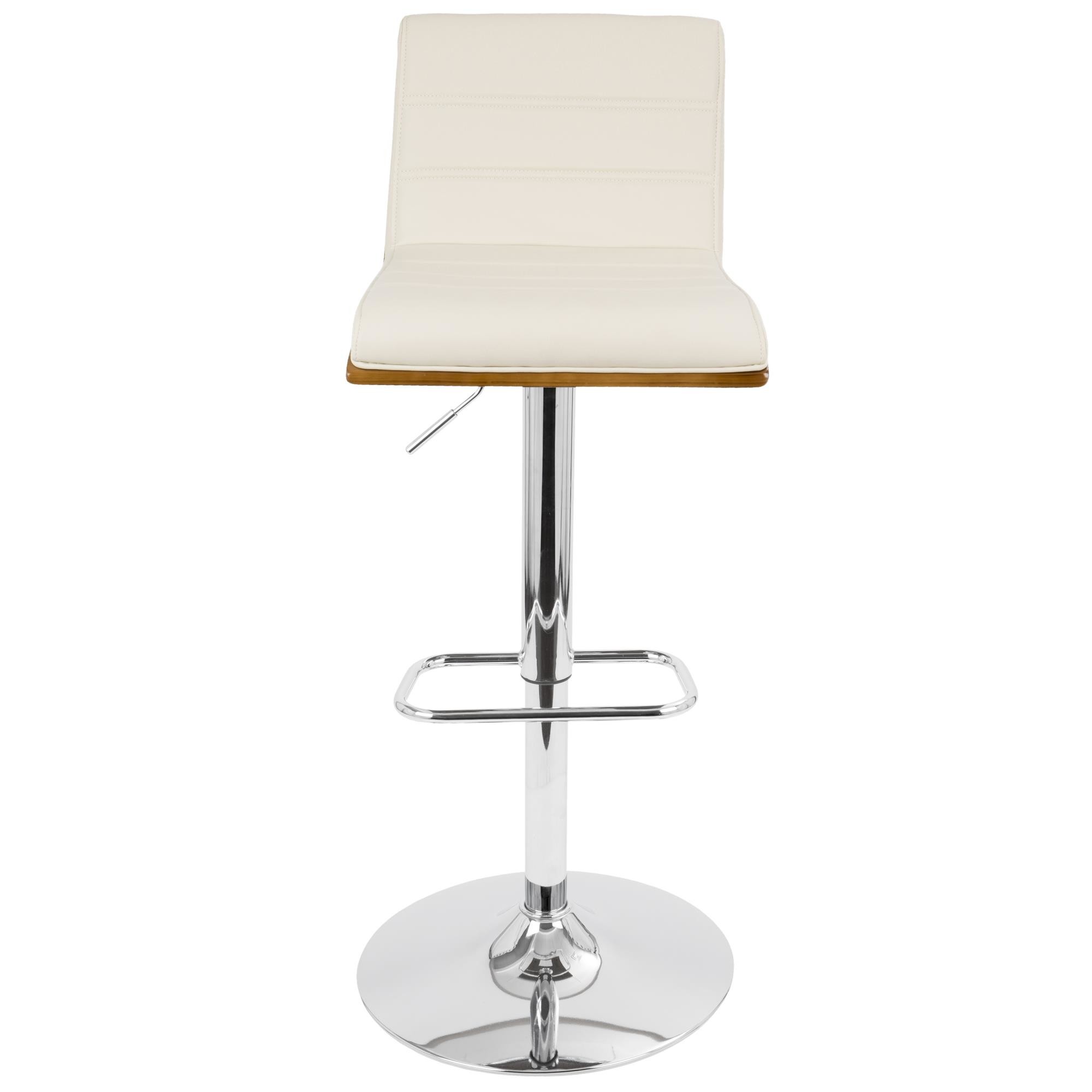 Vasari Walnut and Cream Swivel Adjustable Mid-Century Modern Barstool 8 Vasari Walnut and Cream Swivel Adjustable Mid-Century Modern Barstool - Image 8