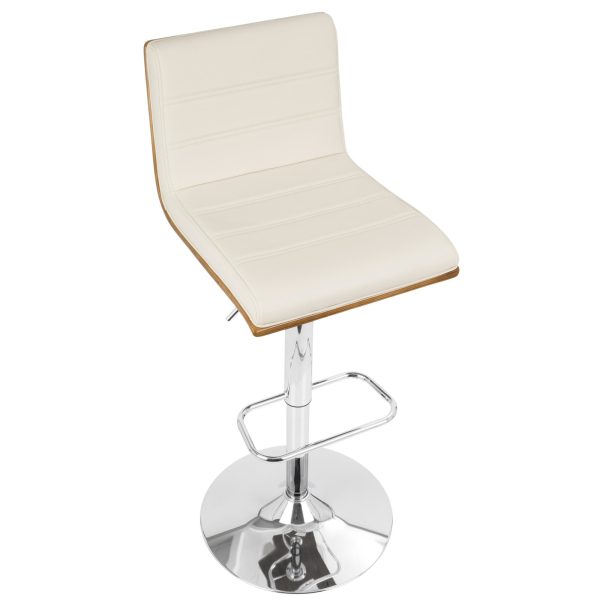 Vasari Walnut and Cream Swivel Adjustable Mid Century Modern Barstool 8