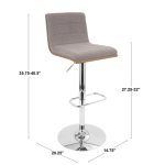 Vasari Walnut and Cream Swivel Adjustable Mid-Century Modern Barstool 21 Vasari Walnut and Cream Swivel Adjustable Mid-Century Modern Barstool
