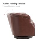 Veitin Brown Leather Chesterfield Rocker Swivel Accent Chair