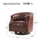 Veitin Brown Leather Chesterfield Rocker Swivel Accent Chair