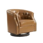 Veitin Camel Leather Chesterfield Rocker Swivel Accent Chair 6 Veitin Camel Leather Chesterfield Rocker Swivel Accent Chair