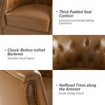 Veitin Camel Leather Chesterfield Rocker Swivel Accent Chair 8 Veitin Camel Leather Chesterfield Rocker Swivel Accent Chair